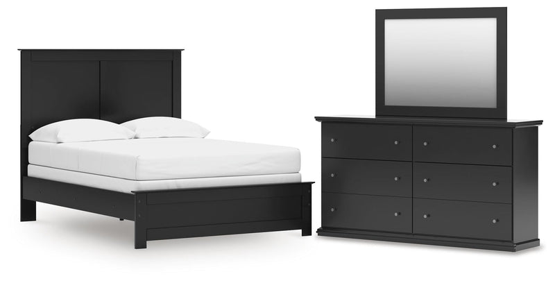Maribel Black Full Panel Bed, Dresser and Mirror - B138B79
