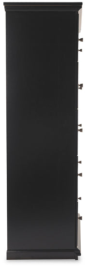 Maribel Black King Panel Bed, Dresser, Mirror, Chest, and 2 Nightstands - B138B63
