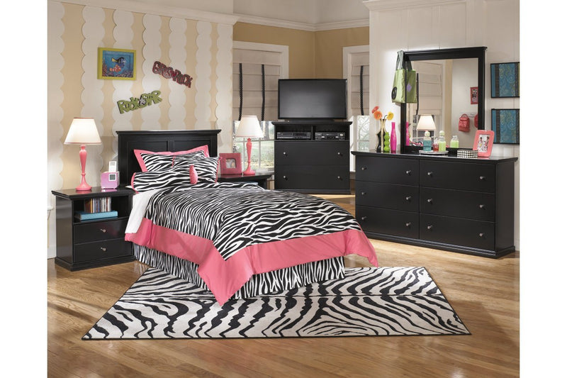 Maribel Black One Drawer Nightstand - Lara FurnitureNightstand