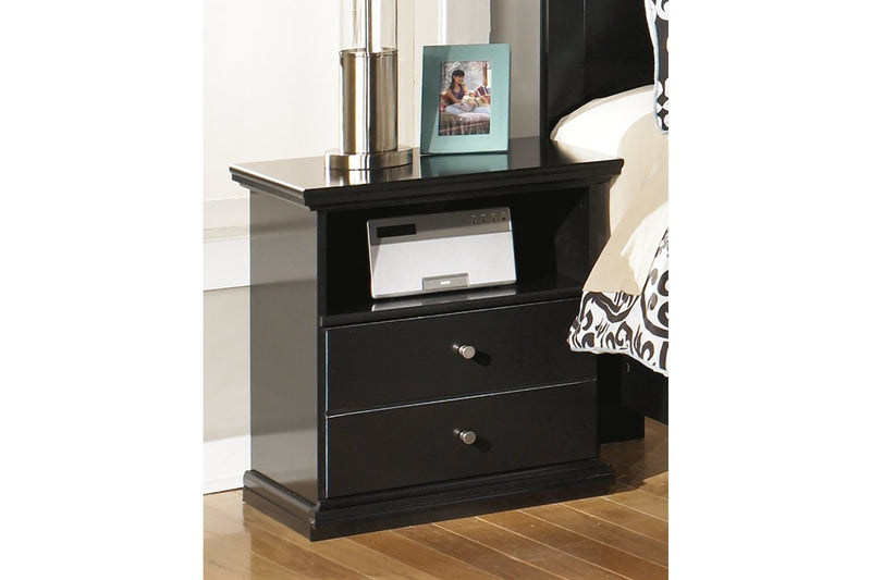 Maribel Black One Drawer Nightstand - Lara FurnitureNightstand
