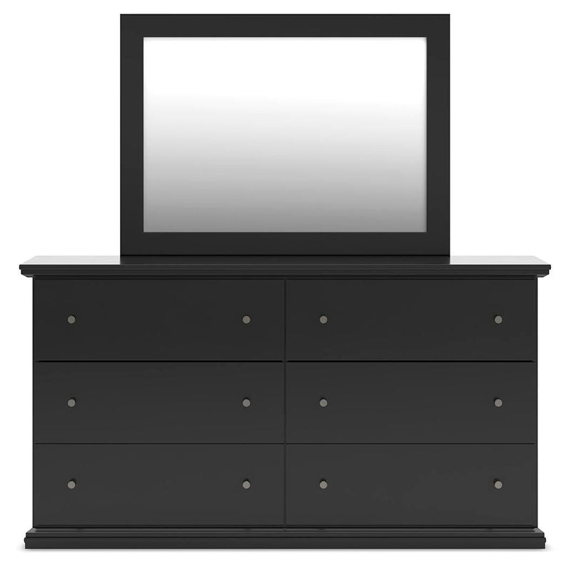 Maribel Black Queen Panel Bed, Dresser, Mirror, Chest and 2 Nightstands - B138B76