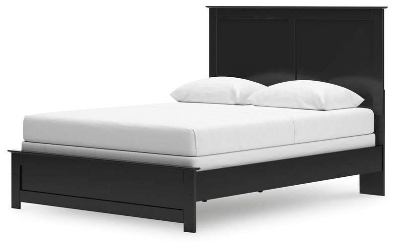 Maribel Black Queen Panel Bed, Dresser, Mirror, Chest and 2 Nightstands - B138B76