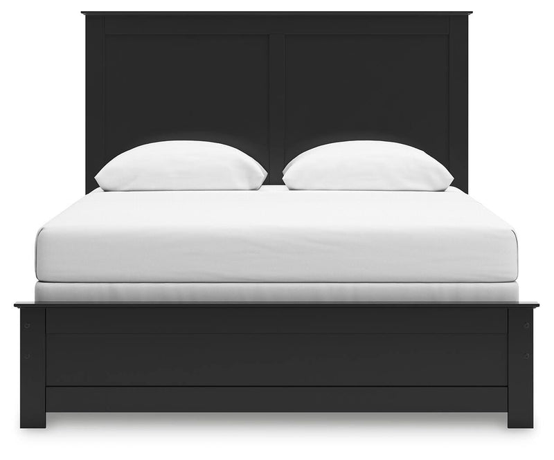 Maribel Black Queen Panel Bed, Dresser, Mirror, Chest and Nightstand - B138B75