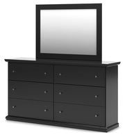Maribel Black Queen Panel Bed with Dresser, Mirror and 2 Nightstands - B138B74