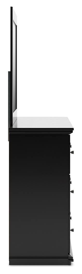 Maribel Black Queen Panel Bed with Dresser, Mirror and Nightstand - B138B73