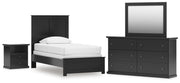 Maribel Black Twin Panel Bed, Dresser, Mirror and Nightstand - B138B61