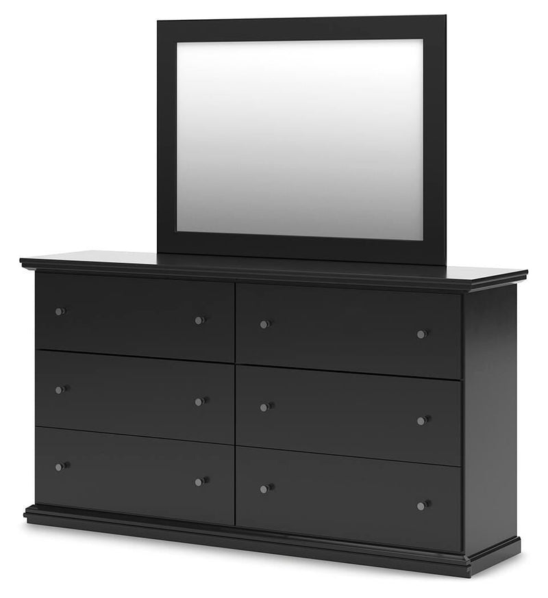 Maribel King Panel Bed, Dresser, Mirror and Chest in Black - PKG021551