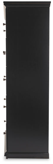 Maribel King Panel Bed, Dresser, Mirror, Chest and Nightstand in Black - PKG021552