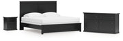 Maribel King Panel Bed with Dresser and Nightstand in Black from Ashley - Lara Furniture