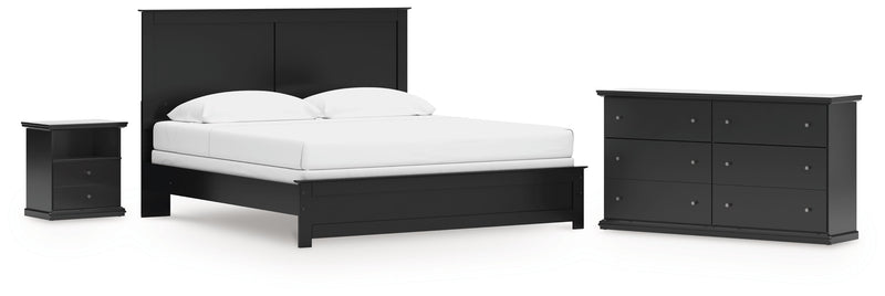 Maribel King Panel Bed with Dresser and Nightstand in Black from Ashley - Lara Furniture