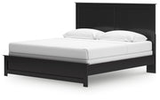 Maribel King Panel Bed with Mirrored Dresser and Nightstand in Black from Ashley - Lara Furniture