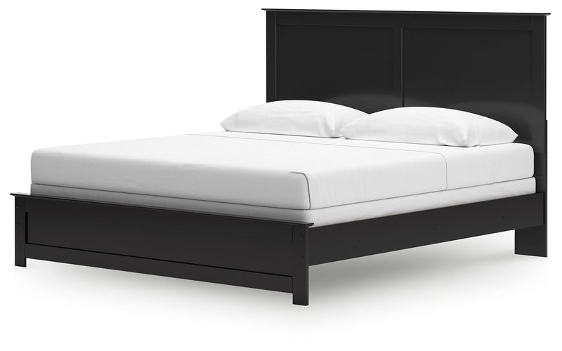 Maribel King Panel Bed with Mirrored Dresser and Nightstand in Black from Ashley - Lara Furniture