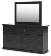 Maribel King Panel Bed with Mirrored Dresser and Nightstand in Black from Ashley - Lara Furniture