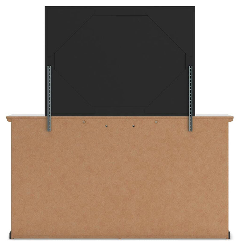 Maribel Queen Panel Bed, Dresser, Mirror and Chest in Black - PKG021543