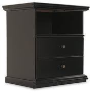 Maribel Queen Panel Bed with Dresser and Nightstand in Black from Ashley - Lara Furniture