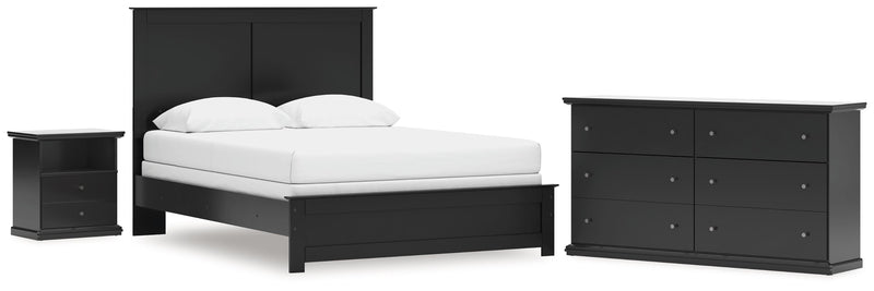 Maribel Queen Panel Bed with Dresser and Nightstand in Black from Ashley - Lara Furniture