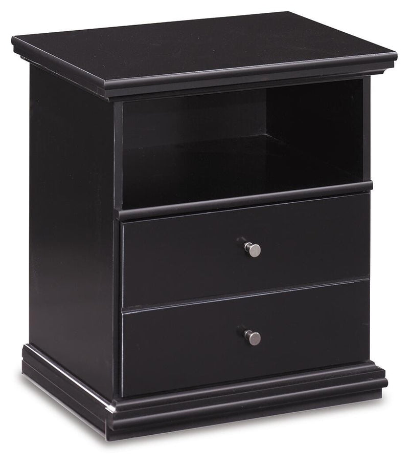 Maribel Twin Panel Bed, Dresser, Mirror and 2 Nightstands in Black - PKG021524