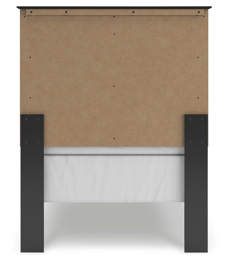 Maribel Twin Panel Bed, Dresser, Mirror and Chest in Black - PKG021527