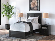 Maribel Twin Panel Bed, Dresser, Mirror and Chest in Black - PKG021527