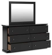 Maribel Twin Panel Bed, Dresser, Mirror and Chest in Black - PKG021527