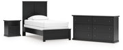 Maribel Twin Panel Bed with Dresser and Nightstand in Black from Ashley - Lara Furniture