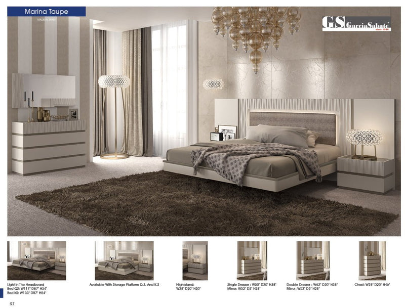 Marina Taupe Bed Queen - Lara FurnitureQueen Bed