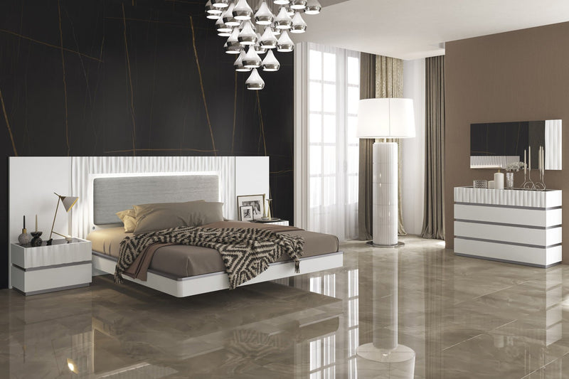 Marina White Bed Queen - Lara FurnitureQueen Bed