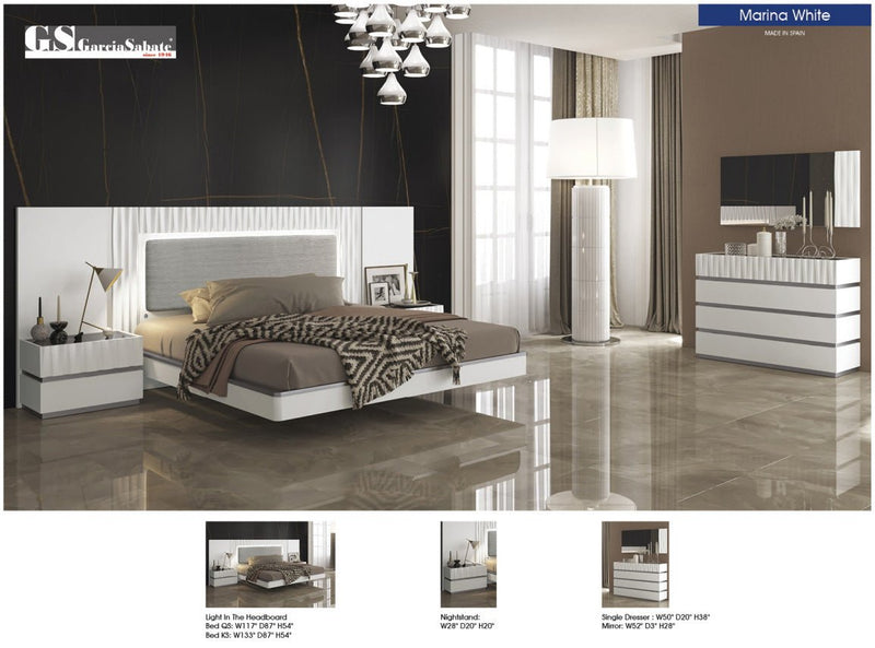 Marina White Bedroom Set - Lara FurnitureBedroom Set