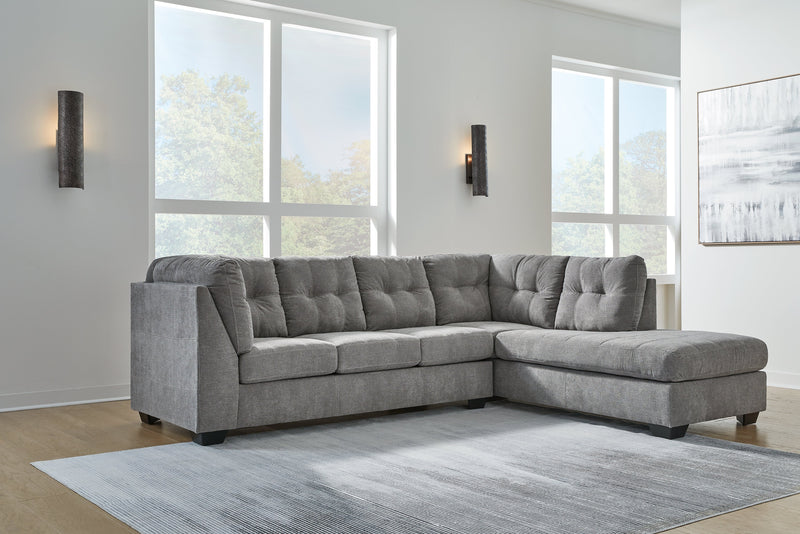 Marleton Gray 2-Piece Sectional with Ottoman from Ashley - Lara Furniture