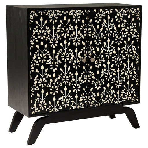 Marlon 2-door Floral Bone Inlay Accent Cabinet Black - 950453