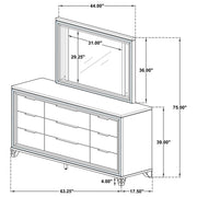 Marmore 9-drawer Dresser and LED Mirror White - 224963M