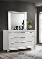 Marmore 9-drawer Dresser and LED Mirror White - 224963M
