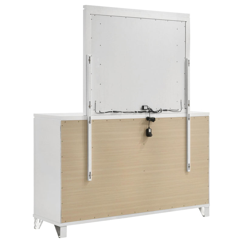 Marmore 9-drawer Dresser and LED Mirror White - 224963M