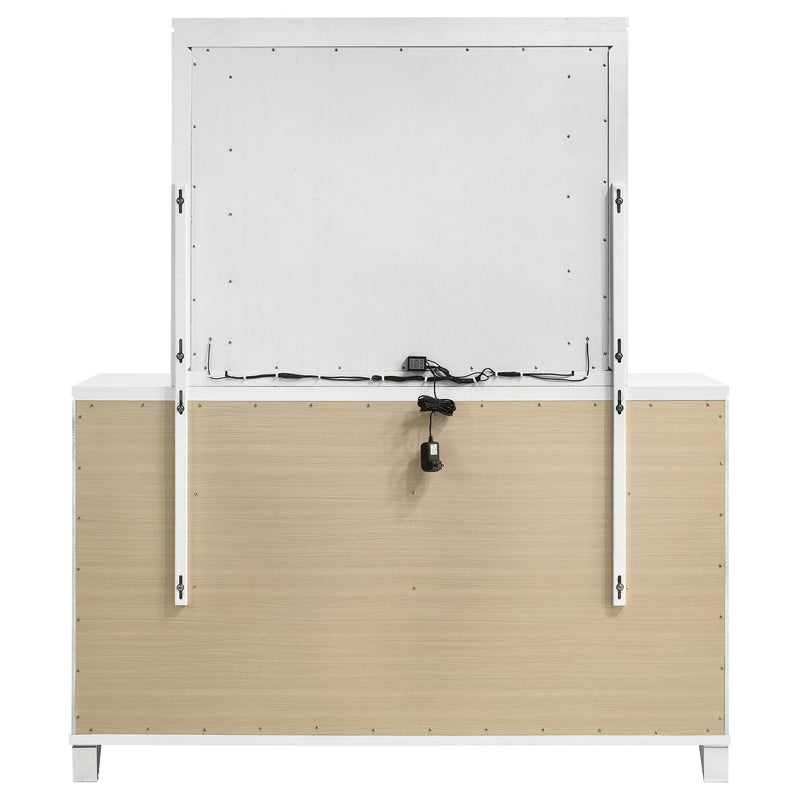 Marmore 9-drawer Dresser and LED Mirror White - 224963M