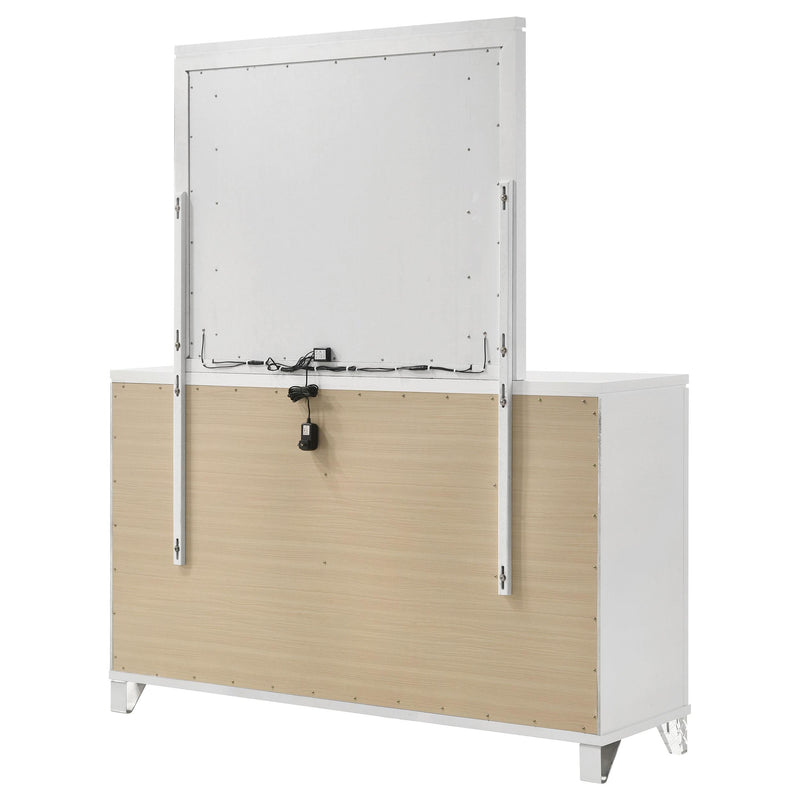 Marmore 9-drawer Dresser and LED Mirror White - 224963M