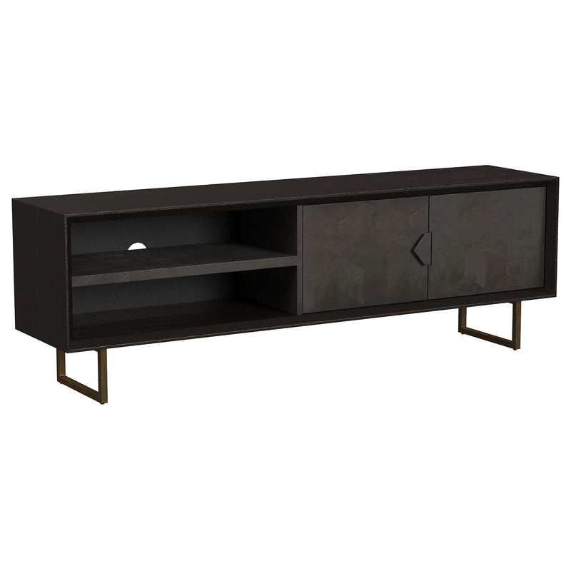 Marsden 2-door Mango Wood 70-inch TV Stand Charcoal Black - 703003