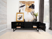 Marsden 2-door Mango Wood 70-inch TV Stand Charcoal Black - 703003
