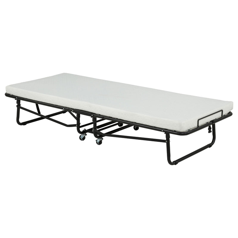 Massey Twin Folding Bed Frame with Memory Foam Mattress Black - 305686T