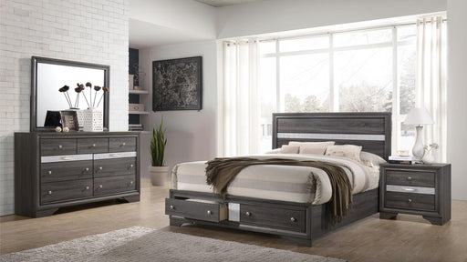 Matrix Full 4 Pc Bedroom Set in Gray - Matrix Full 4 Pc Bedroom Set in Gray