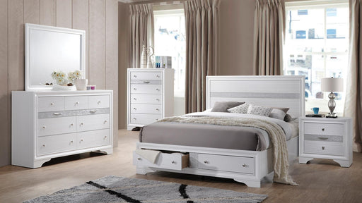 Matrix Full 5 Pc Bedroom Set in White - Matrix Full 5 Pc Bedroom Set in White