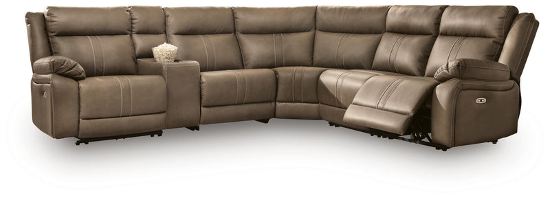 Max-Momentum Biscotti 6-Piece Power Reclining Sectional with Audio Console - PC82305S9