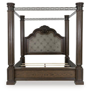 Maylee California King Canopy Bed and Dresser in Dark Brown - PKG022434