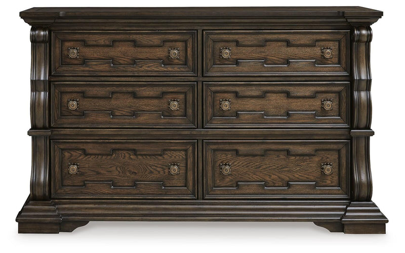 Maylee California King Canopy Bed and Dresser in Dark Brown - PKG022434