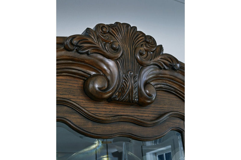 Maylee Dark Brown Dining Buffet and Hutch - Lara FurnitureCabinet