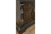Maylee Dark Brown Dining Buffet and Hutch - Lara FurnitureCabinet