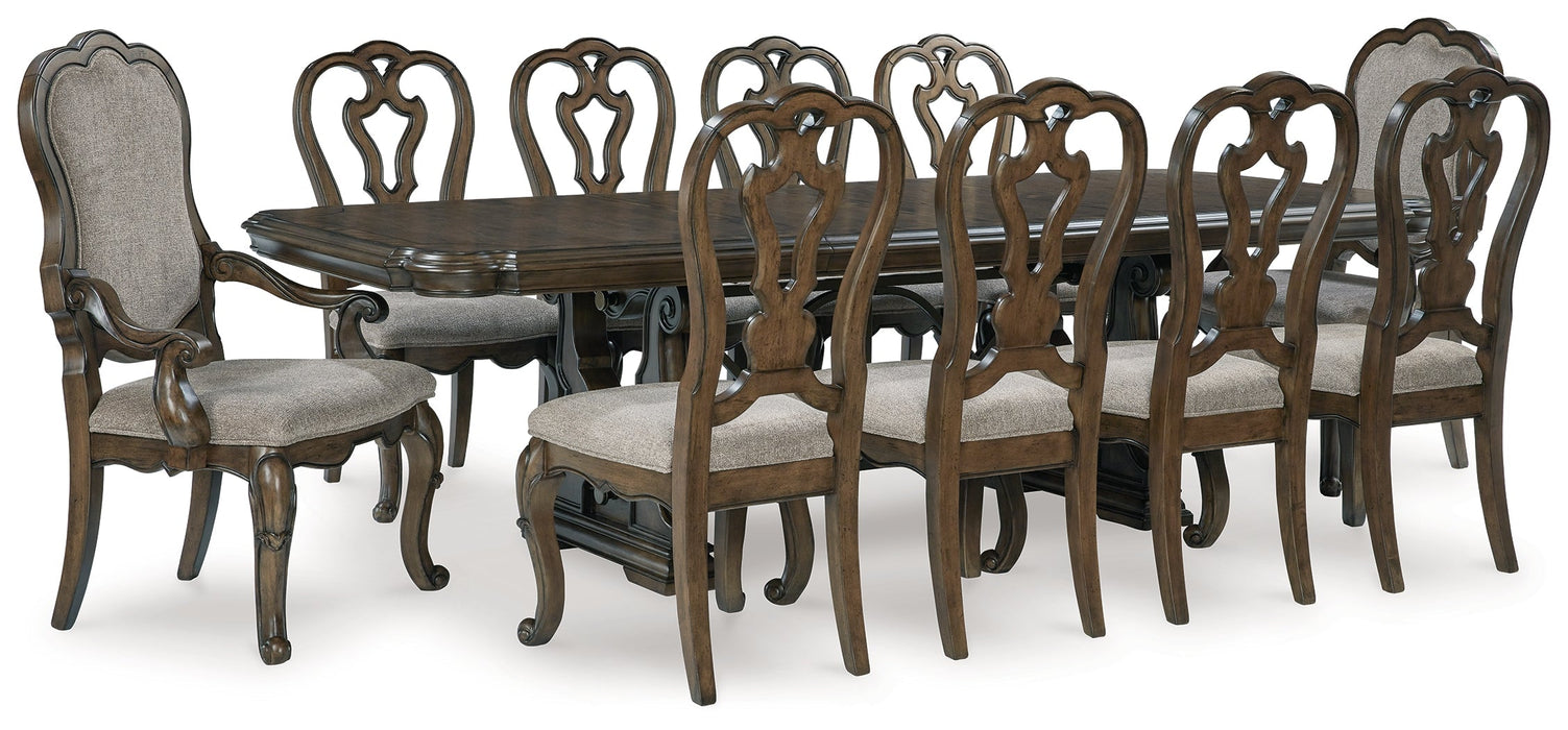 Maylee Dark Brown Dining Table and 10 Chairs - Gate FurnitureDining Room Set