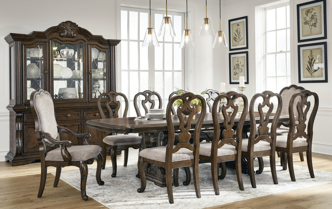 Maylee Dark Brown Dining Table and 10 Chairs - Gate FurnitureDining Room Set