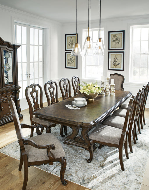 Maylee Dark Brown Dining Table and 10 Chairs - Lara FurnitureDining Room Set