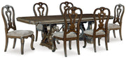 Maylee Dark Brown Dining Table and 6 Chairs - Lara FurnitureDining Room Set