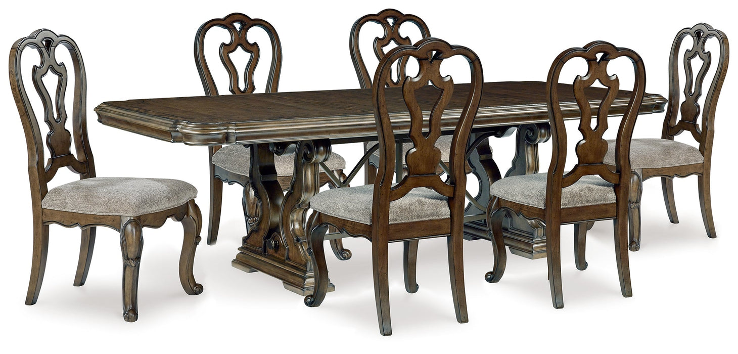 Maylee Dark Brown Dining Table and 6 Chairs - Gate FurnitureDining Room Set